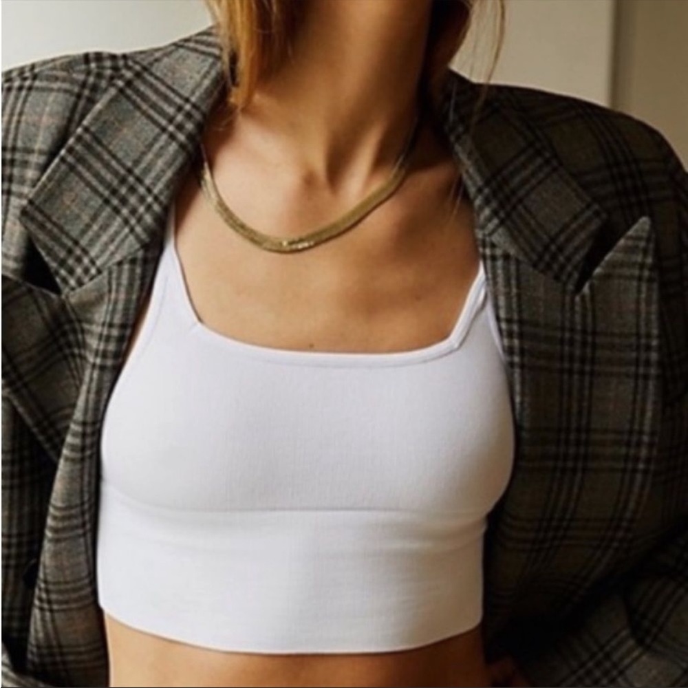 - NWT Free People Andi Square Neck Seamless White Tank Bra M/L